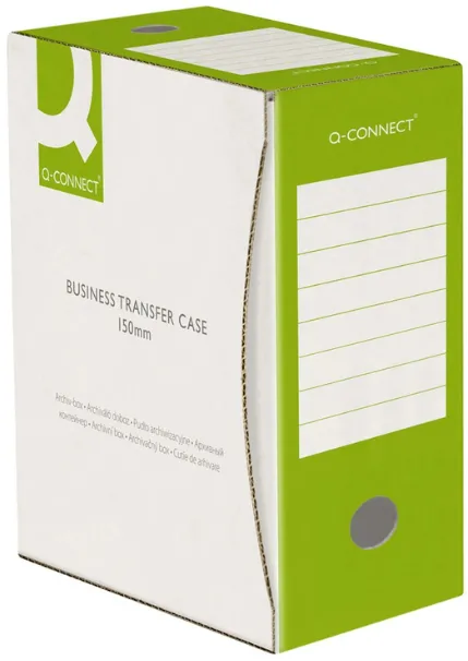 Q-CONNECT Cutie arhivare 150mm, 100x339x298mm, carton 400gsm, Q-Connect - alb/verde