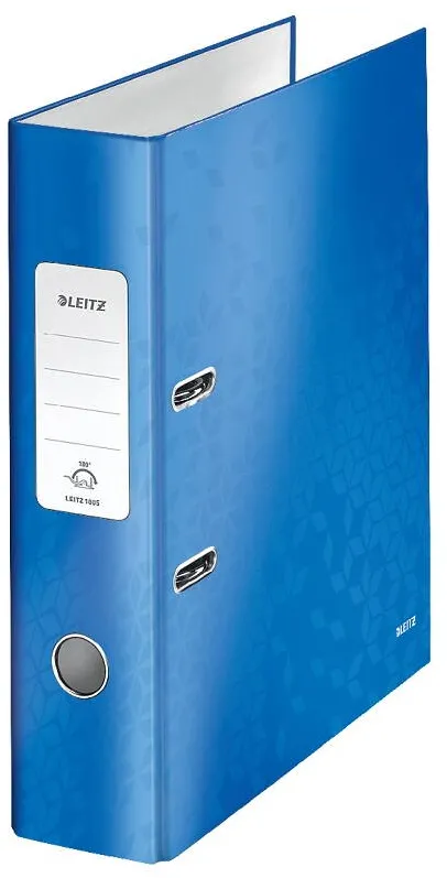 Leitz Biblioraft LEITZ 180 WOW, carton laminat, partial reciclat, FSC, A4, 80 mm, albastru