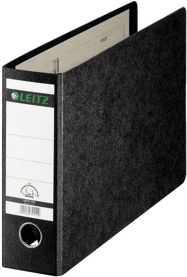 Leitz Biblioraft LEITZ 180, carton, partial reciclat, FSC, A4 landscape, 80 mm, negru