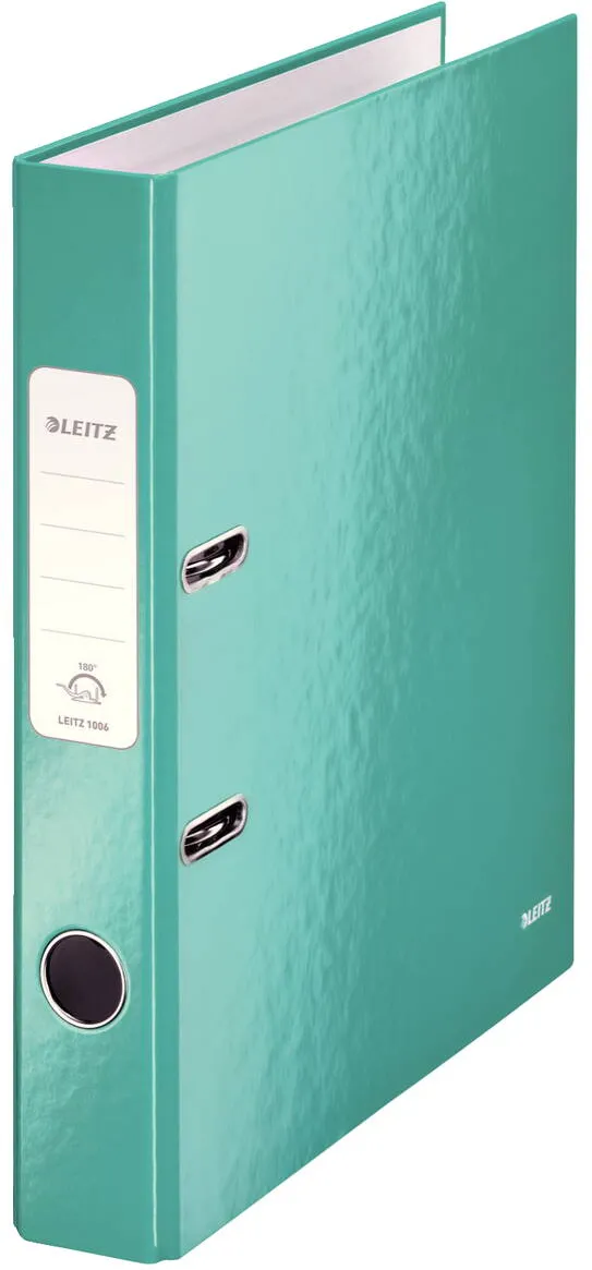 Leitz Biblioraft LEITZ 180 WOW, carton laminat, partial reciclat, FSC, A4, 52 mm, turcoaz