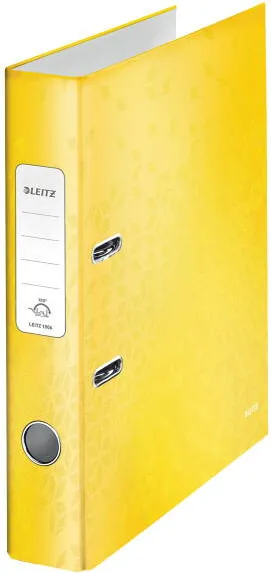 Leitz Biblioraft LEITZ 180 WOW, carton laminat, partial reciclat, FSC, A4, 52 mm, galben