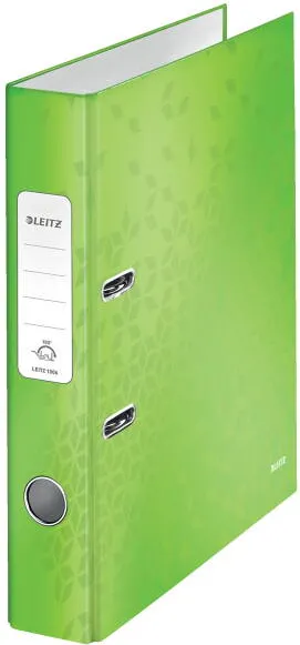 Leitz Biblioraft LEITZ 180 WOW, carton laminat, partial reciclat, FSC, A4, 52 mm, verde