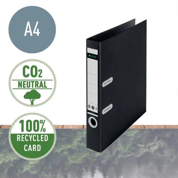 Leitz Biblioraft LEITZ 180 Recycle, carton reciclat, A4, 80 mm, negru