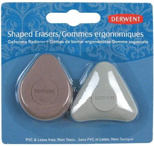 DERWENT Radiera DERWENT Professional, 2 buc/set, diverse forme, ergonomica, eficienta ridicata, confortabila