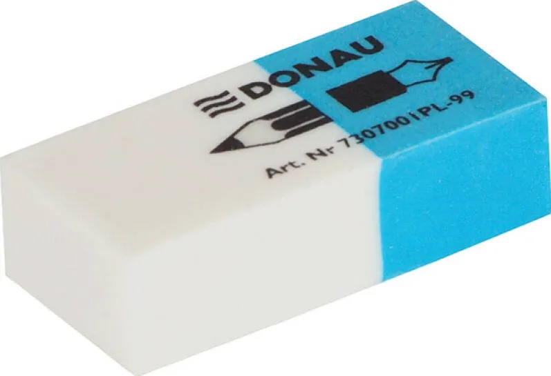 DONAU Radiera cauciuc pentru creion/cerneala, 41x18x11mm DONAU - alb/albastru