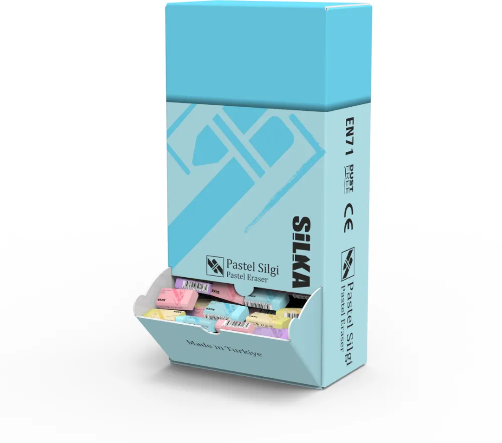 Silka Display cu radiere pt creion, 44x22x13.5mm, 240buc/display, SILKA Pastel - asortate
