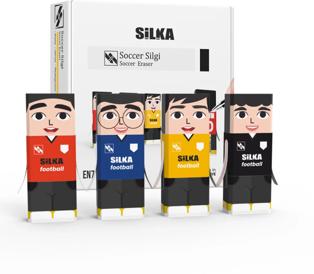 Silka Cutie cu radiere pt creion, nu lasa reziduuri, 20buc/cutie, SILKA Soccer - design jucatori fotbal