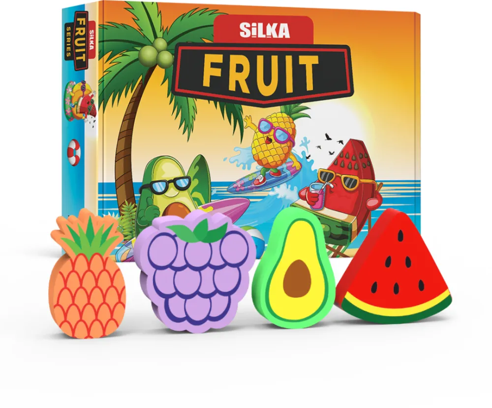 Silka Cutie cu radiere pt creion, nu lasa reziduuri, 36buc/cutie, SILKA Fruit - design fructe