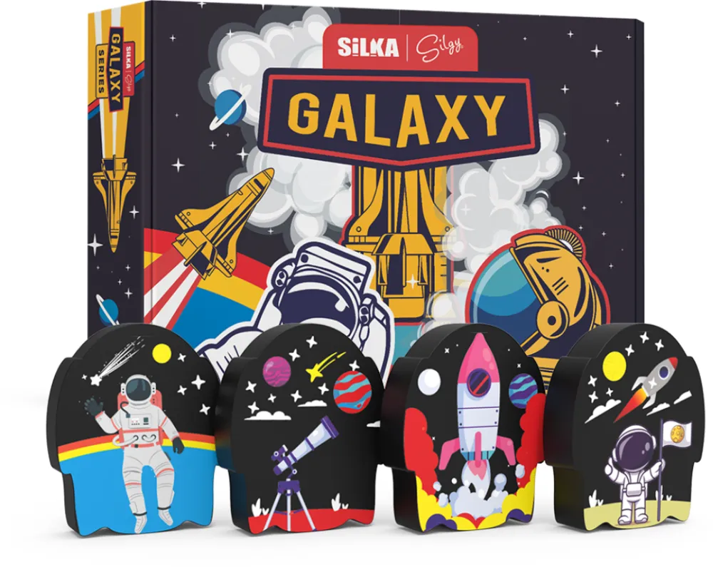Silka Cutie cu radiere pt creion, nu lasa reziduuri, 36buc/cutie, SILKA Galaxy - space design