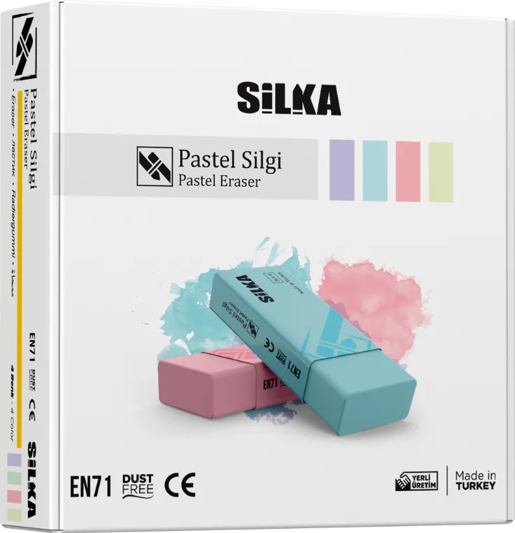 Silka Radiera pentru creion, 59.5x22x11mm, PVC-free, nu lasa reziduuri, SILKA Pastel - culori asortate