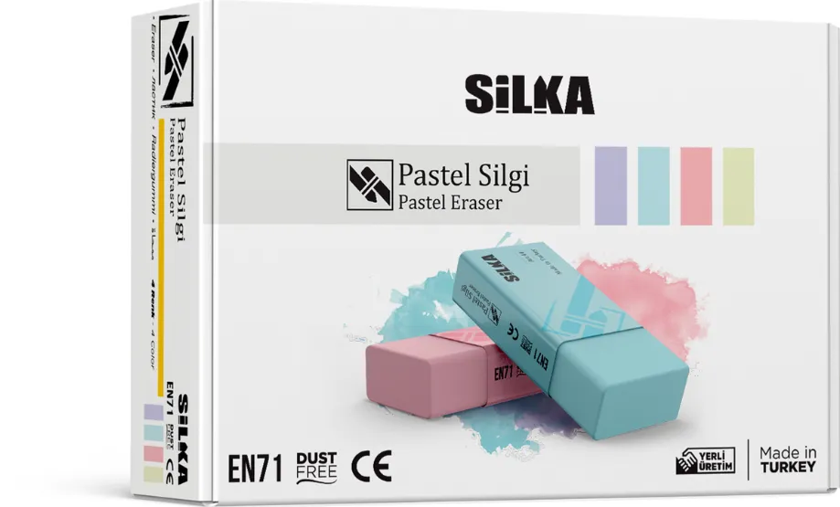 Silka Radiera pentru creion, 44x22x13.5mm, PVC-free, nu lasa reziduuri, SILKA Pastel - culori asortate