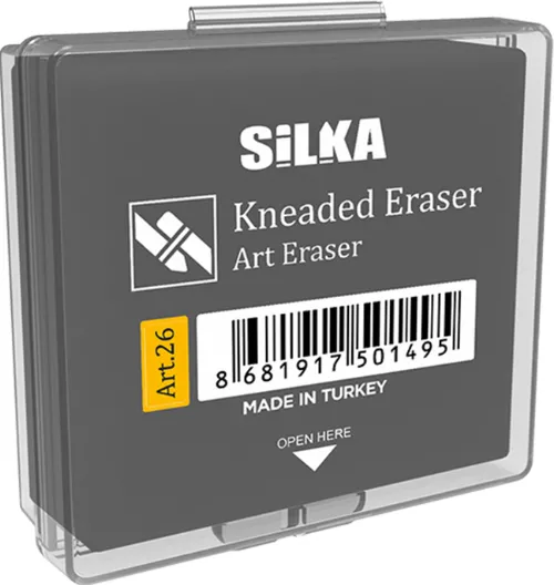 Silka Radiera maleabila pt creion, 40x36x12mm, 100% cauciuc, nu lasa reziduuri, SILKA Kneaded Art-gri inch