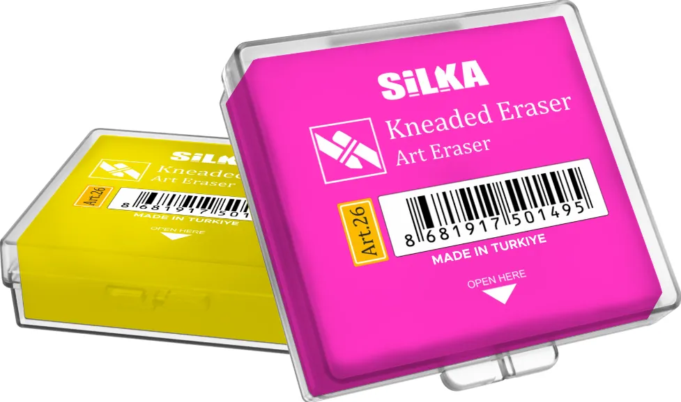 Silka Radiera maleabila pt creion, 40x36x12mm, 100% cauciuc, nu lasa reziduuri, SILKA Kneaded Art-neon