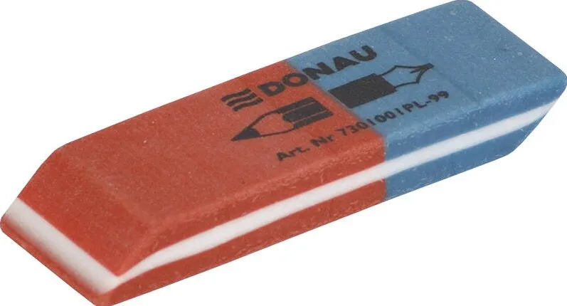 DONAU Radiera cauciuc pentru creion/cerneala, 57x19x8mm DONAU - rosu/albastru