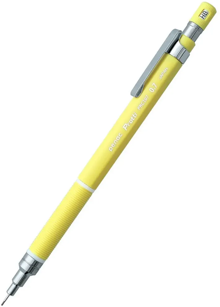Penac Creion mecanic profesional PENAC Protti PRC-107, 0.7mm, con metalic, varf retractabil, galben, blist
