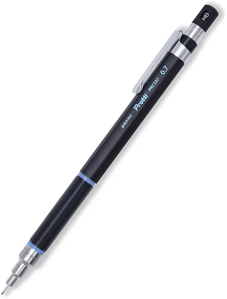 Penac Creion mecanic profesional PENAC Protti PRC-107, 0.7mm, con metalic, varf retractabil, negru/sky blu