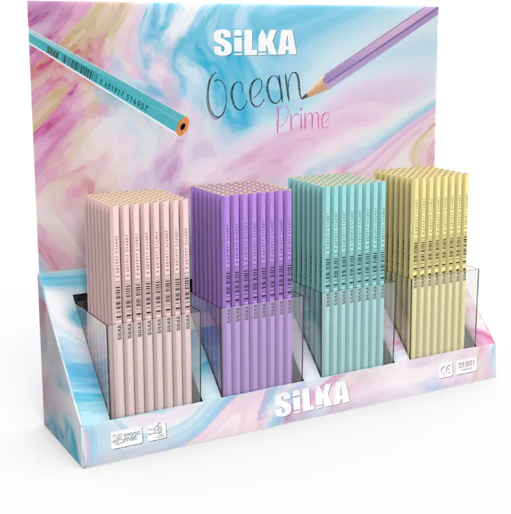 Silka Display cu creioane, 4culori x 72buc(288buc)/display, SILKA Ocean Prime