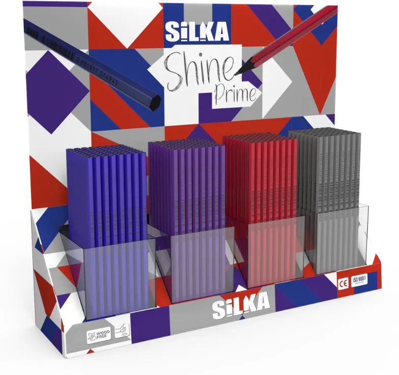 Silka Display cu creioane, 4culori x 72buc(288buc)/display, SILKA Shine Prime