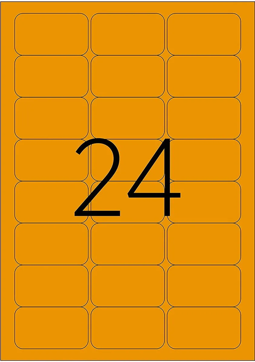 Tanex Etichete color autoadezive, 24/A4, 70 x 37mm, 25 coli/top, TANEX, orange fluorescent