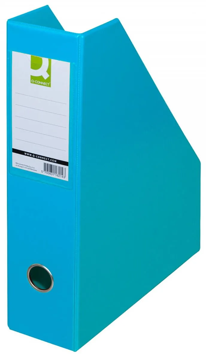 Q-CONNECT Suport reviste, carton plastifiat PVC, latime 76mm, Q-Connect - bleu