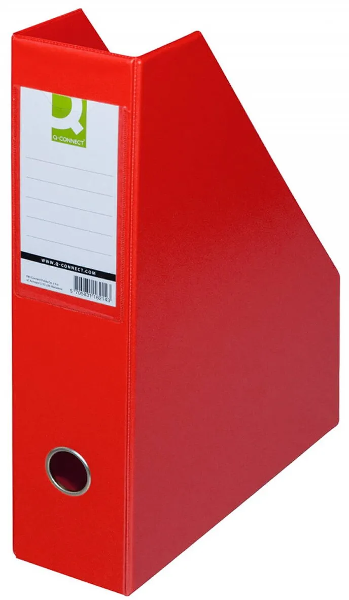 Q-CONNECT Suport reviste, carton plastifiat PVC, latime 76mm, Q-Connect - rosu