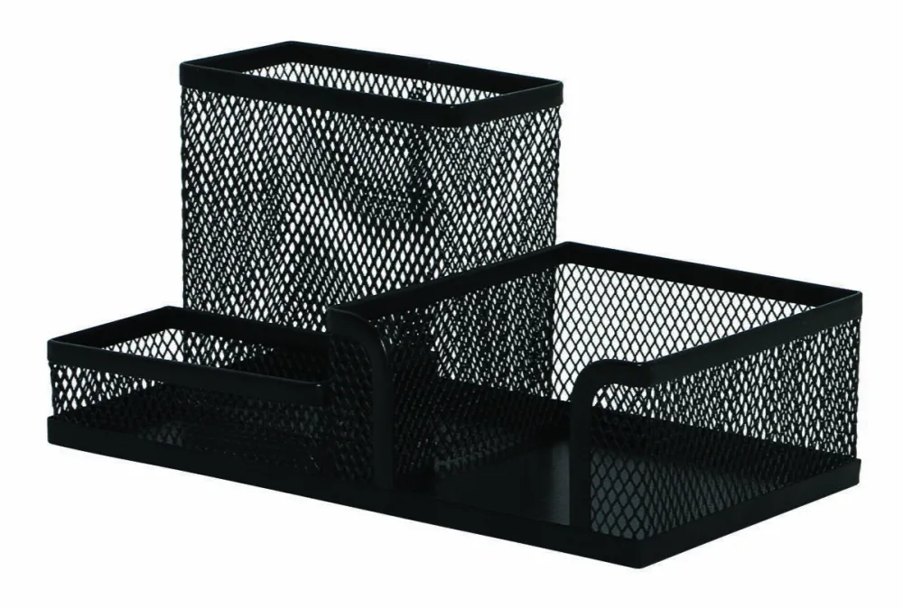 Q-CONNECT Organizer metalic Mesh, de birou, 3 compartimente, Q-Connect - negru