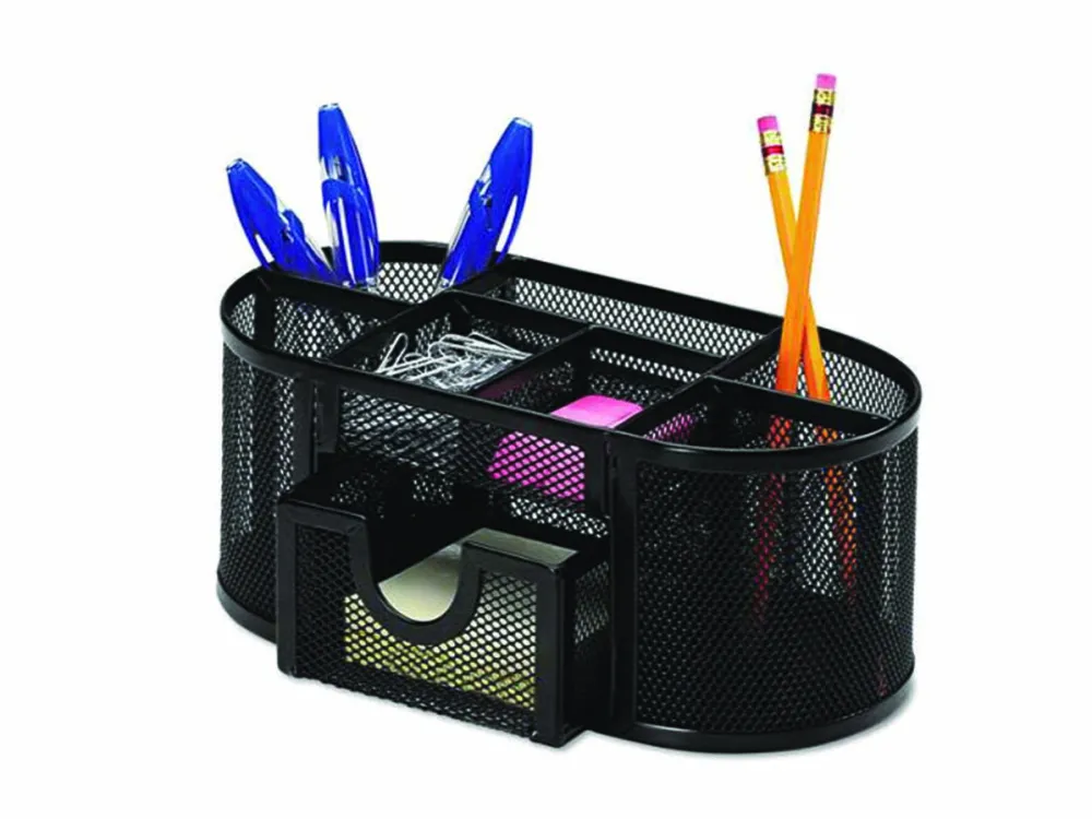 Q-CONNECT Organizer metalic Mesh, de birou, 8 compartimente, Q-Connect - negru