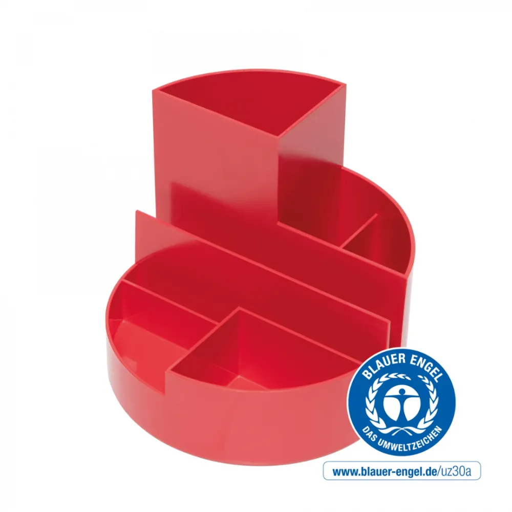 Maul Suport pentru instrumente de scris, 6 compartimente, din plastic reciclat, ECO MAUL - rosu