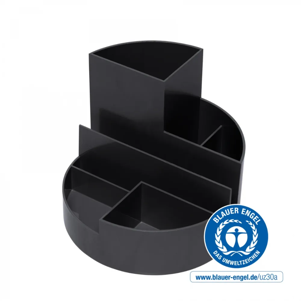 Maul Suport pentru instrumente de scris, 6 compartimente, din plastic reciclat, ECO MAUL - negru