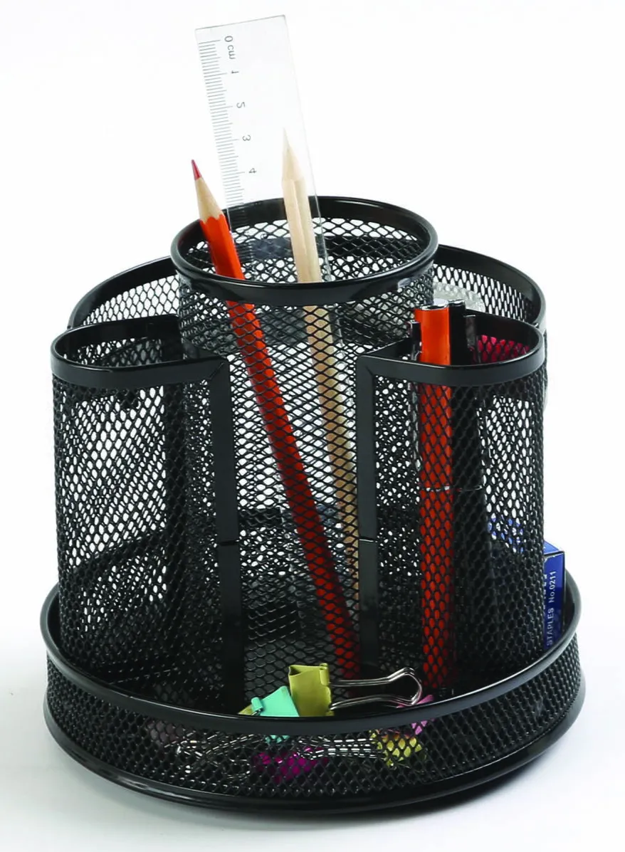 Q-CONNECT Organizer metalic Mesh, de birou, rotativ, Q-Connect - negru