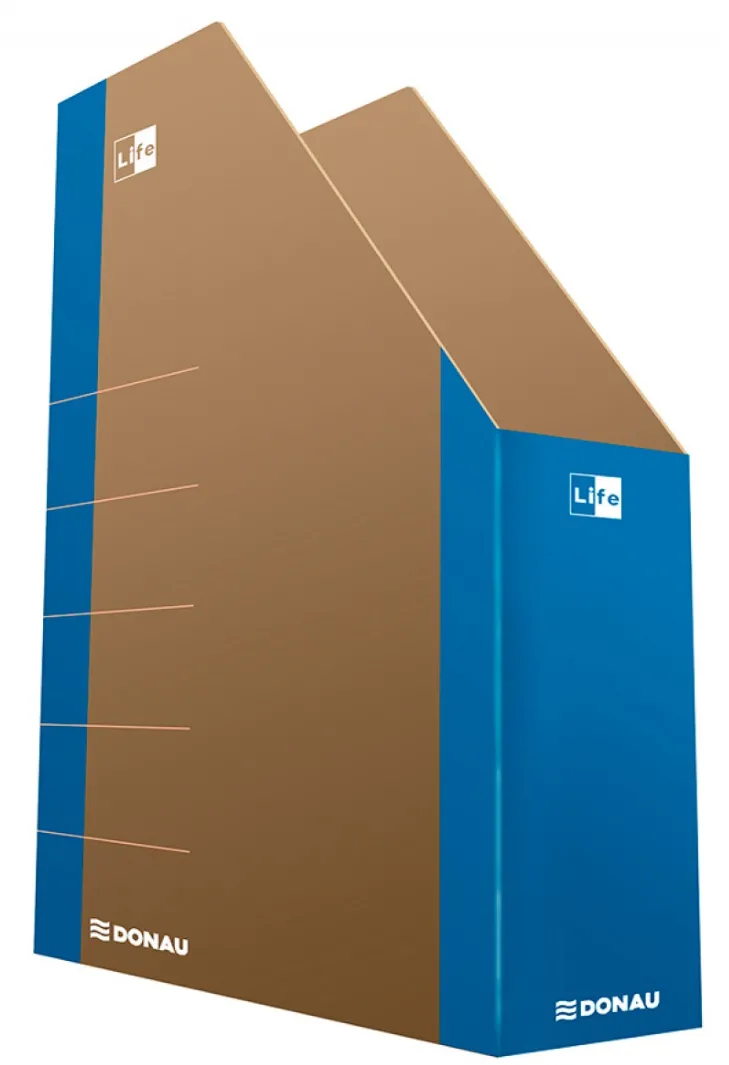 DONAU Suport vertical pentru cataloage, A4 - 8cm latime, carton 800gsm, DONAU Life - margine albastra