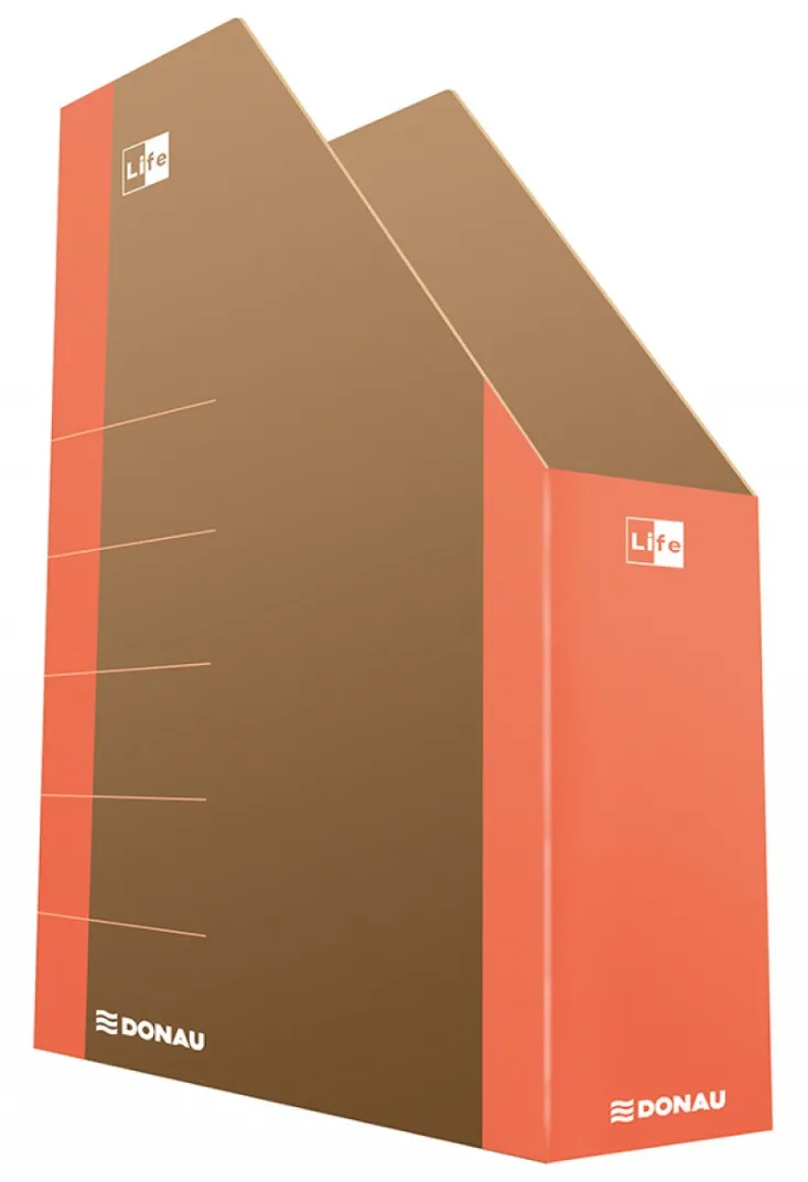 DONAU Suport vertical pentru cataloage, A4 - 8cm latime, carton 800gsm, DONAU Life - margine orange