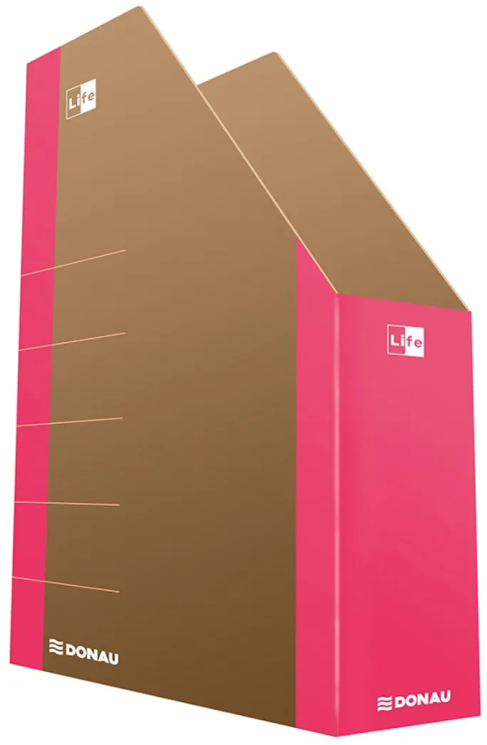 DONAU Suport vertical pentru cataloage, A4 - 8cm latime, carton 800gsm, DONAU Life - margine roz