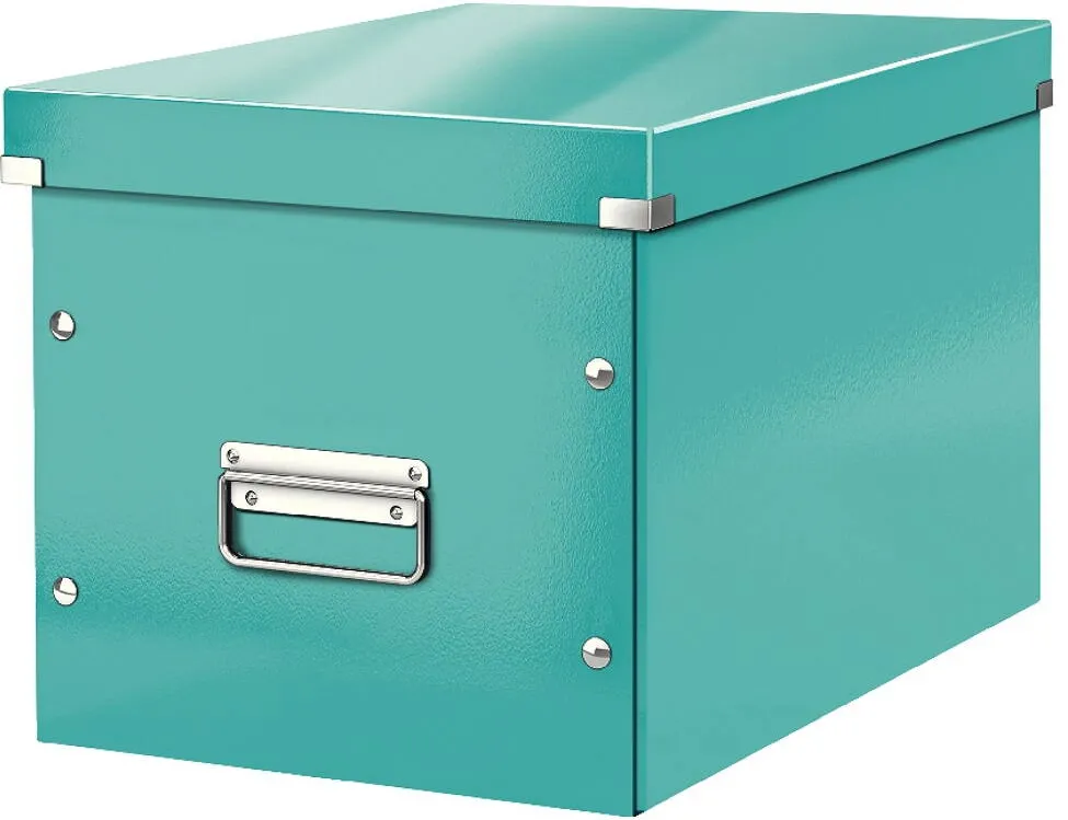 Leitz Cutie depozitare LEITZ WOW Click & Store, carton laminat, Cub, mare, turcoaz