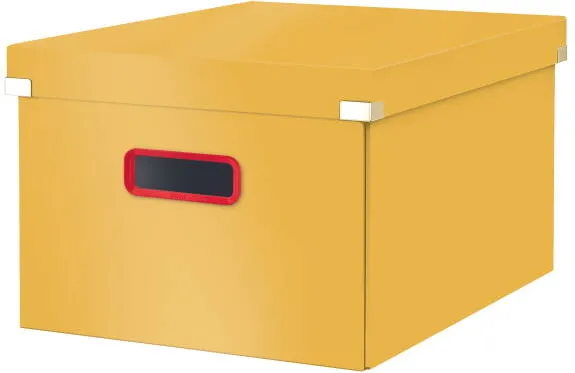 Leitz Cutie depozitare LEITZ Cosy Click & Store, carton laminat, pliabila, capac, maner, 28x20x37cm, galbe