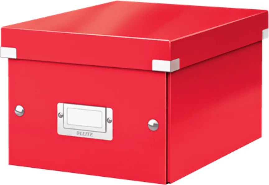 Leitz Cutie depozitare LEITZ WOW Click&Store, carton laminat, pliabila, cu capac, 22x16x28 cm, rosu