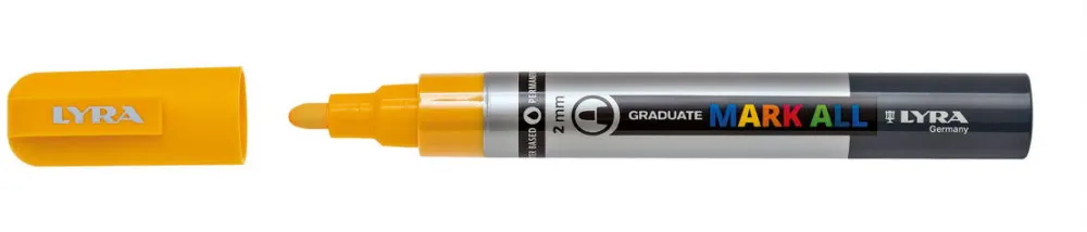 LYRA Marker LYRA Graduate Mark All, pe baza de apa, varf 2mm, pentru orice suprafata - galben
