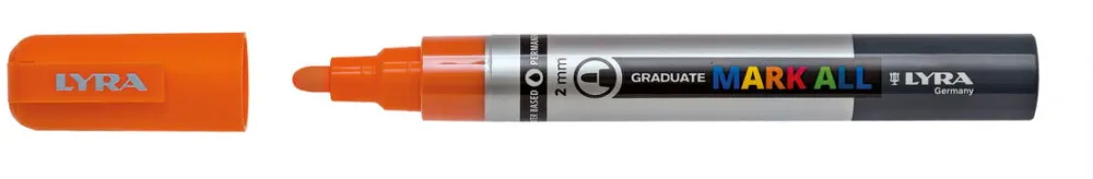LYRA Marker LYRA Graduate Mark All, pe baza de apa, varf 2mm, pentru orice suprafata - orange