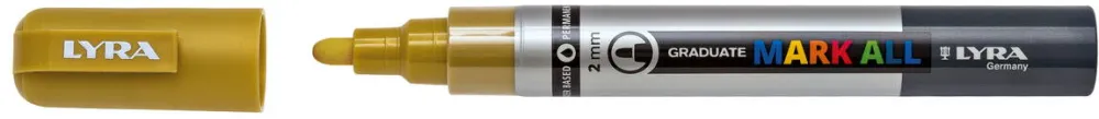 LYRA Marker LYRA Graduate Mark All, pe baza de apa, varf 2mm, pentru orice suprafata - auriu
