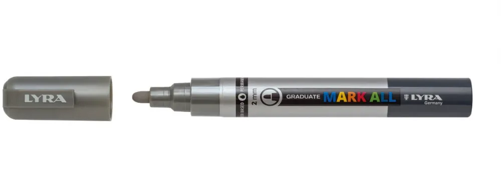 LYRA Marker LYRA Graduate Mark All, pe baza de apa, varf 2mm, pentru orice suprafata - argintiu