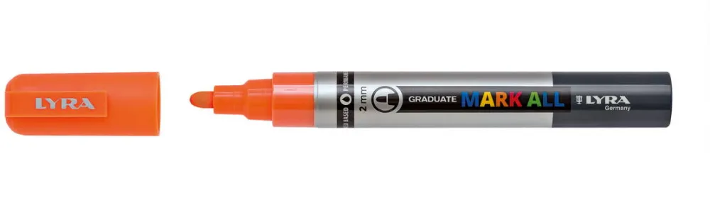 LYRA Marker LYRA Graduate Mark All, pe baza de apa, varf 2mm, pentru orice suprafata - orange neon