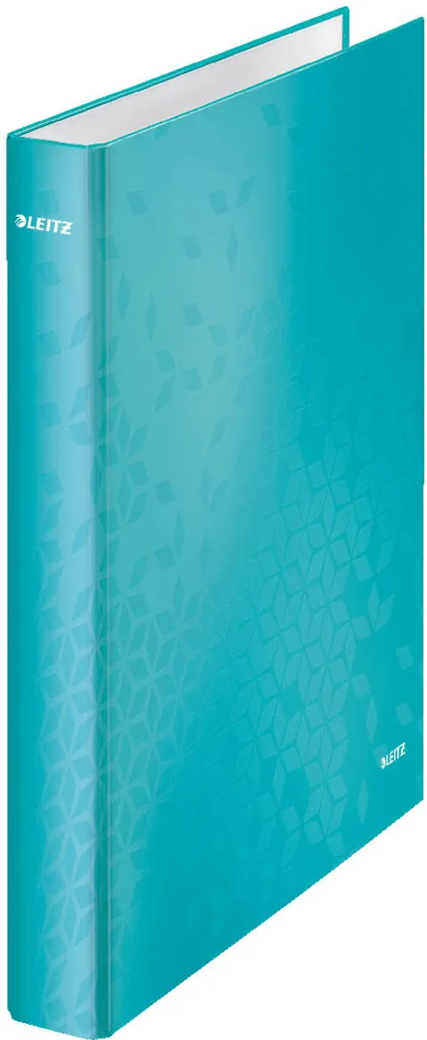 Leitz Caiet mecanic LEITZ WOW, carton laminat, partial reciclat, FSC, A4, mecanism 2DR, inel 25mm, turcoaz