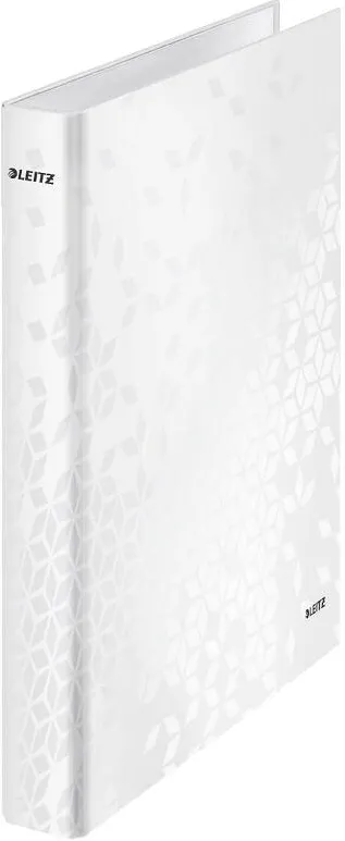 Leitz Caiet mecanic LEITZ WOW, carton laminat, partial reciclat, FSC, A4, mecanism 4DR, inel 25mm, alb