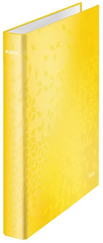 Leitz Caiet mecanic LEITZ WOW, carton laminat, partial reciclat, FSC, A4, mecanism 4DR, inel 25mm, galben