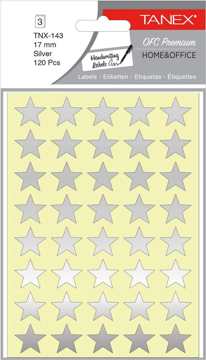 Tanex Stickere decorative, 40 buc/fila, 3 file/set, TANEX Kids - stelute - argintii