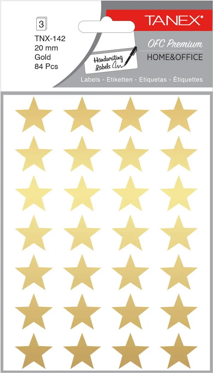 Tanex Stickere decorative, 28 buc/fila, 3 file/set, TANEX Kids - stelute - aurii