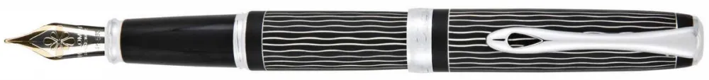 Diplomat Stilou DIPLOMAT Excellence A plus, cu penita M, aurita 14kt. - Wave Guilloche Lapis Black