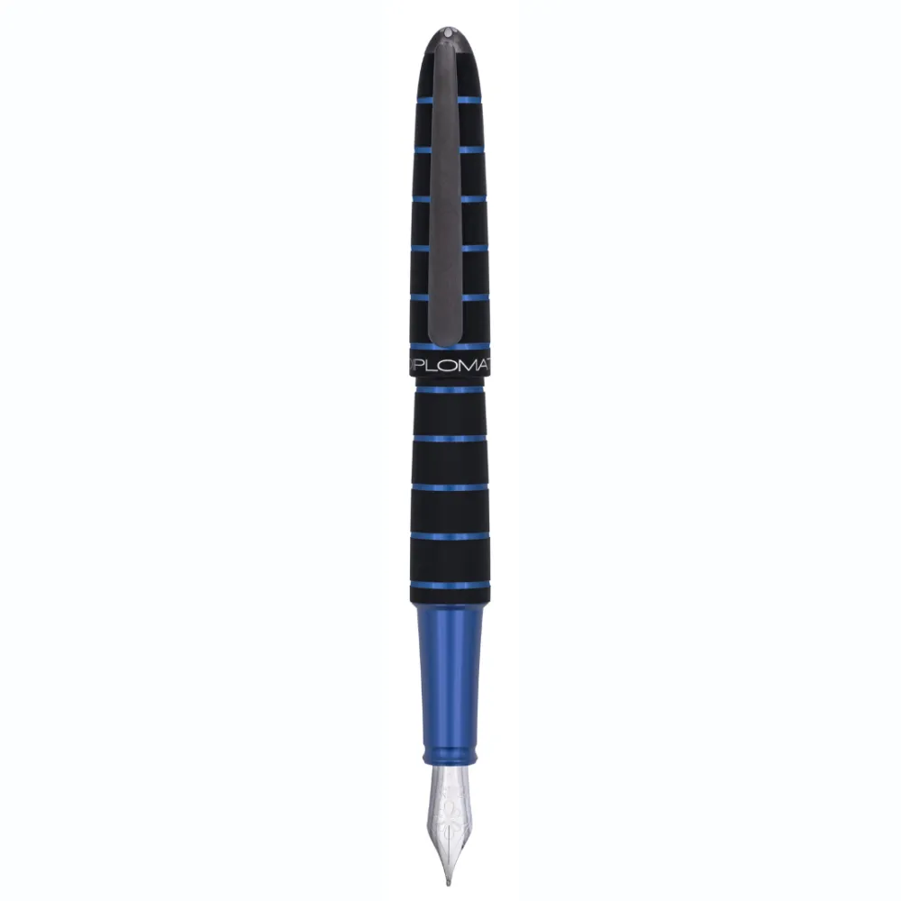 Diplomat Stilou DIPLOMAT Elox Ring, cu penita M, din otel inoxidabil - black blue