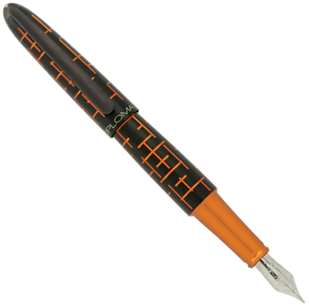 Diplomat Stilou DIPLOMAT Elox Matrix, cu penita M, din otel inoxidabil - black orange