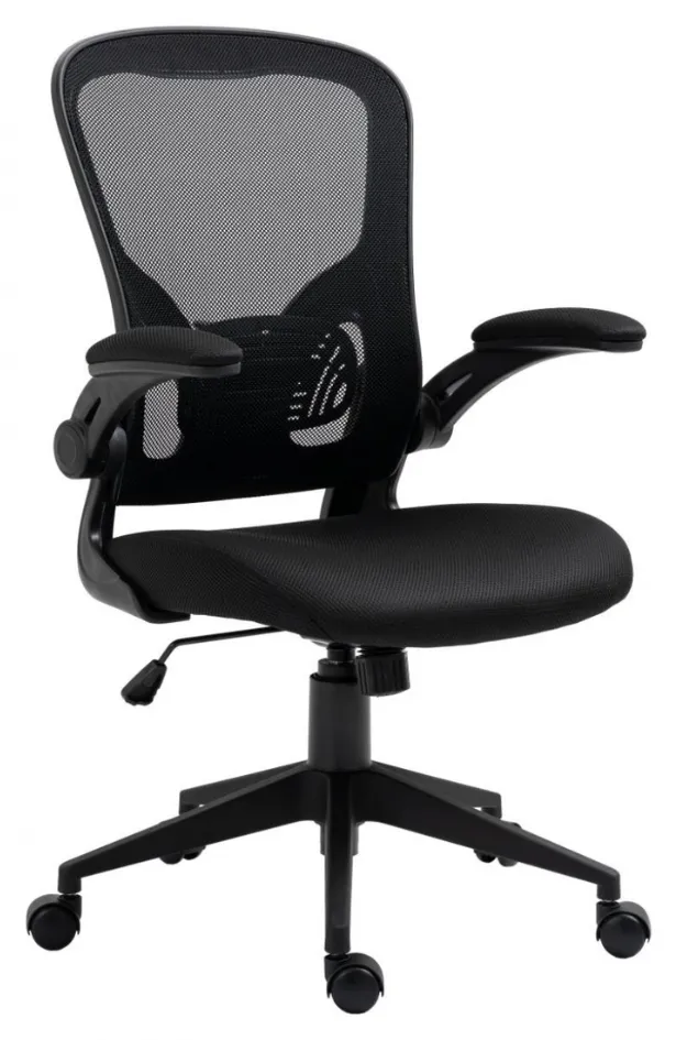 Office Products Scaun de birou, brate plastic, rotile, mesh textil/stofa, Office Products Chios - negru
